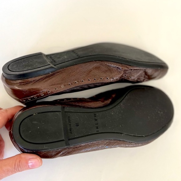 Marni Brown & Black Leather Ballet Flat Size 39/ US 8 - Picture 6 of 7